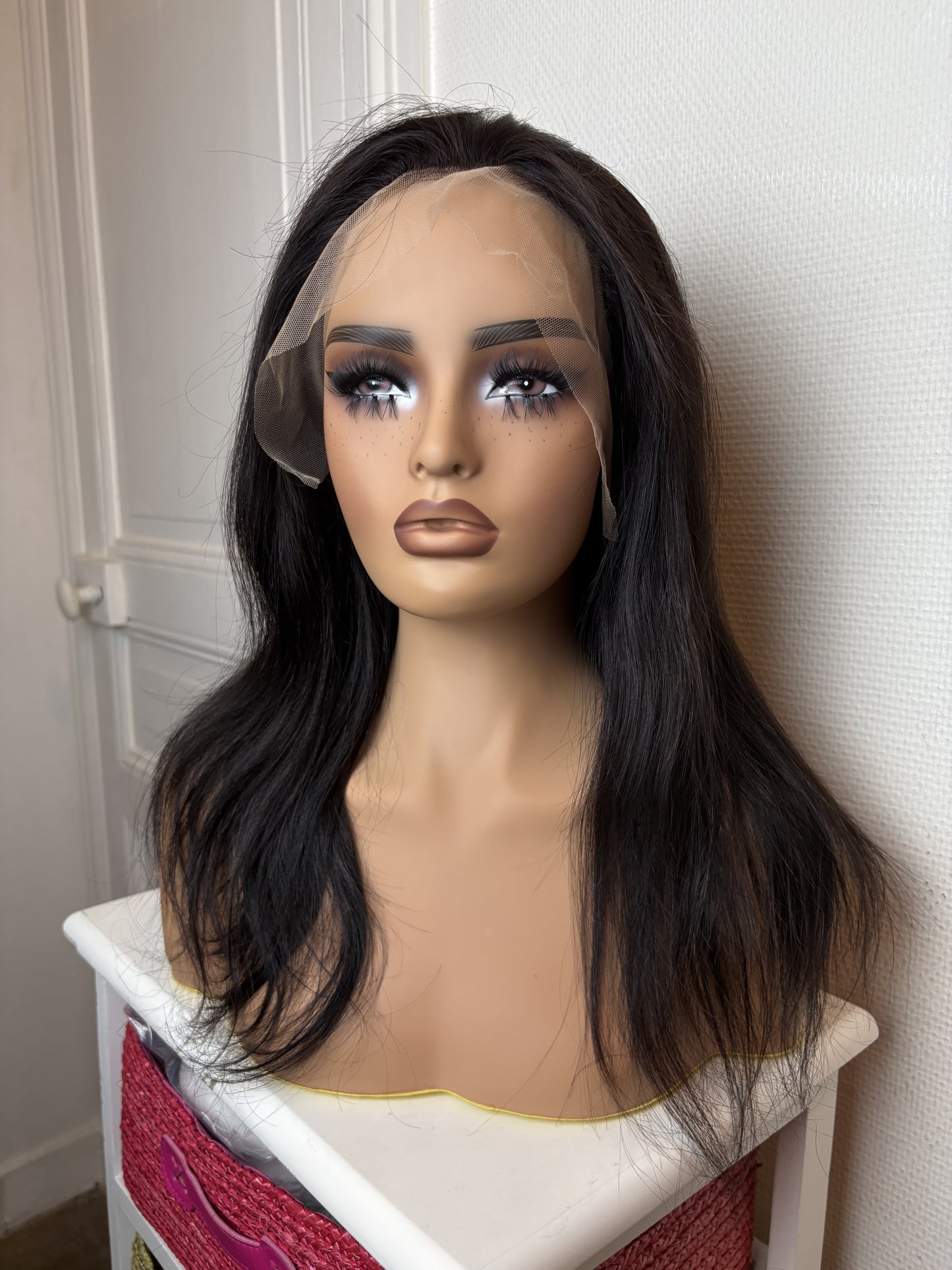 Perruque Lisse 14 pouces Lace 13x6 en cheveux naturels avec dentelle H